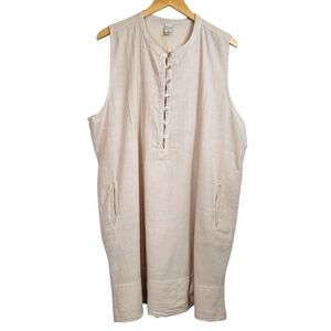 NWT Blanco By Nature Peru Cotton Tunic Dress XXL Pockets Lagenlook Neutral